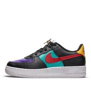 Nike Boy's Black Red Air Force 1 LV8 EMB Low Top Athletic Sneaker Size 4Y